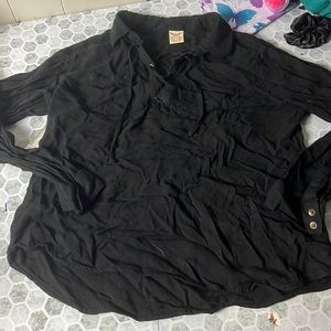 Faded Glory Medium Long Sleeve Criss Cross V Neck T